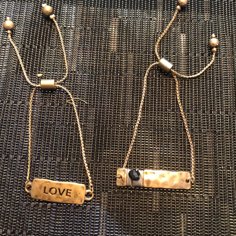 Two Gold Tone Adjustable Bracelets - image 1